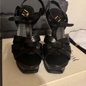 Yves Saint Laurent Black Strappy Heels